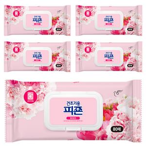 피죤 건조기용 오리지널 드라이시트 섬유유연제 핑크로즈 본품, 80매, 5개