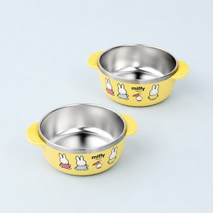 키친유 미피 논슬립 스텐 대접, 옐로우, 2개