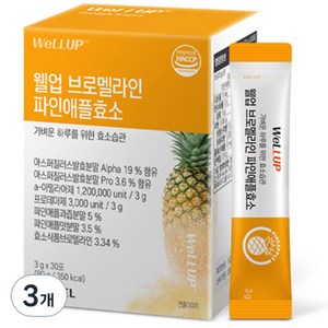 로엘 웰업 브로멜라인 파인애플 효소 30p, 90g, 3개