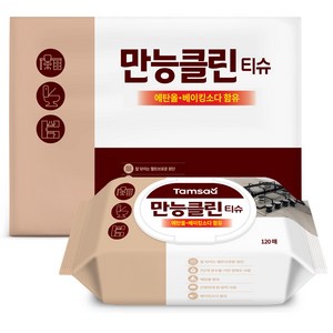 탐사 자국없이 깔끔세정 만능클린 티슈 120매 MB원단 에탄올 함유, 4세트 골드박스 특가