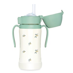 그로미미 원터치 스테인리스 빨대컵, 300ml, 1개, 올리브피스타치오