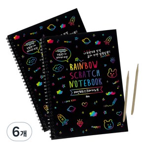 아이비스 4000 레인보우 스크래치노트 SP + 전용나무펜, 190 x 260 mm, 16매, 6개