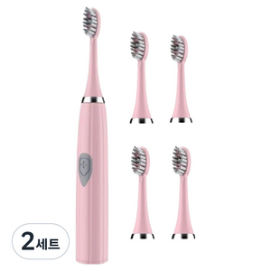 안이네 스마트 배터리전용 전동칫솔 + 칫솔모 4p 세트, 핑크, 2세트