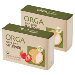 올가홀푸드 딸기가 들어간 샌드웨이퍼, 딸기맛, 32g, 2개