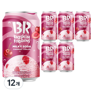 배스킨라빈스 체리쥬빌레 밀키 소다 탄산음료, 12개, 350ml 골드박스 특가