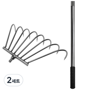 월드크린 분리형 8발 갈퀴 + 볼드 탭홀 봉 50cm 세트, 2세트