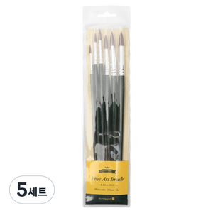 모닝글로리 9000 파인아트 수채화 둥근붓 6종 세트, 5세트, 2호, 4호, 6호, 8호, 10호, 12호