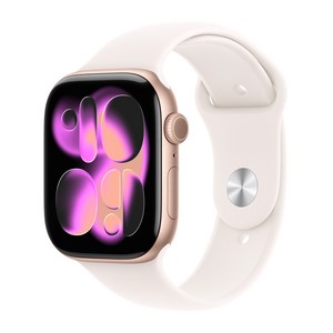 Apple 2025 애플워치 시리즈 11, 로즈 골드, 46mm, GPS+Cellular, 알루미늄,로즈 골드/라이트 블러시 스포츠 밴드, S/M