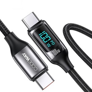 코드웨이 디스플레이 PD 100W C타입-C타입 초 고속충전 케이블, 1.2m, 블랙, 1개