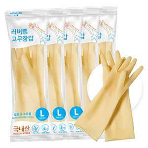 러버랩 국내산 팔목 고무장갑, 아이보리, 대(L), 5개