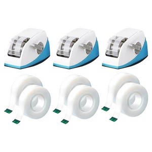스카치 쓰리엠 원터치 테이프 디스펜서 + 리필 12mm x 11m 2롤, 블루, 3세트