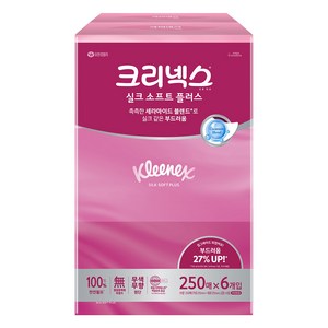 크리넥스 실크 소프트 플러스 천연펄프 미용티슈 2겹, 250매, 6개