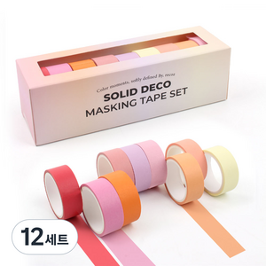 리코즈 솔리드 데코 마스킹 테이프 15mm x 3m 9종 세트, 선셋, 12세트