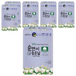 샐리의법칙 순면이 좋은날 생리대 날개형, 오버나이트, 8개입, 6개
