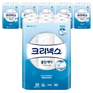 크리넥스 클린케어 롤화장지 3겹, 25m, 30개입, 6개