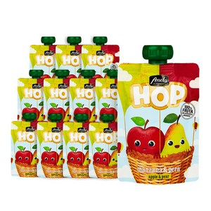아넬라 생과일 짜먹는 외출용 아넬라HOP 유아간식, 100g, 12개, 사과배