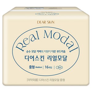 디어스킨 리얼모달 생리대 날개형, 중형, 16개입, 1개