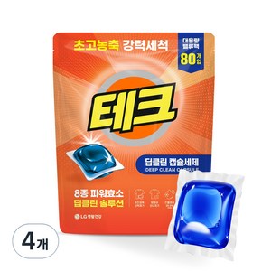 테크 딥클린 초고농축 캡슐세제, 80개입, 4개