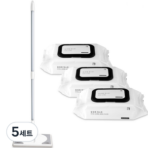 살림백서 청소포용 막대걸레 + 물걸레 청소포 90매, 5세트