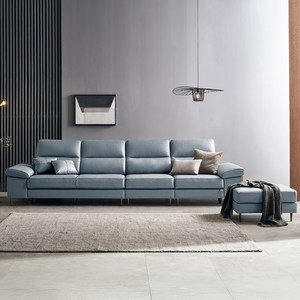 보루네오 로웰 천연통가죽 6인용 소파 + 스툴 세트 방문설치, 소프트블루