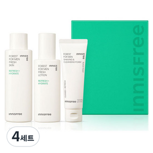 이니스프리 포레스트 포맨 프레시 스킨케어 스킨 180ml + 로션 140ml + 쉐이빙 앤 클렌징 품 50g 세트, 4세트