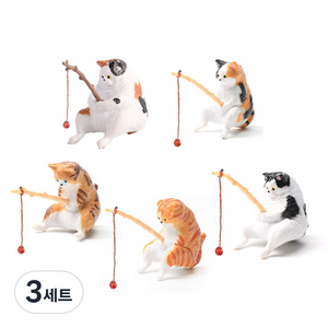 아쿠아비 고양이 낚시 피규어 어항 꾸미기 5종 세트, 3세트