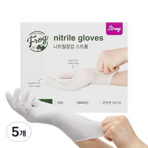 프로그 니트릴장갑 3.8 파우더 프리, 화이트, 대(L), 5개