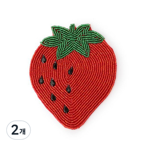 JHCompany 스트로베리 비즈 PP 코스터, 딸기, 2개
