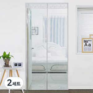 다샵 현관 방문형 방풍 바람막이 커튼 투명 100 x 210 cm + 찍찍이 테이프 6p + 오픈 고정자석 4p 랜덤발송 세트, 2세트