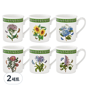 포트메리온 보타닉가든 에칭 블랙퍼스트 머그 260ml x 6종 세트, 혼합색상, 2세트