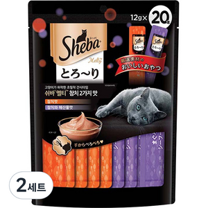 쉬바 멜티 고양이 파우치 짜먹는 간식 참치 10p + 참치와 해산물 10p, 혼합맛(참치/참치와 해산물), 240g, 2세트