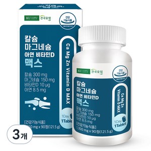 건국유업 칼슘 마그네슘 아연 비타민D 맥스 90p, 121.5g, 3개
