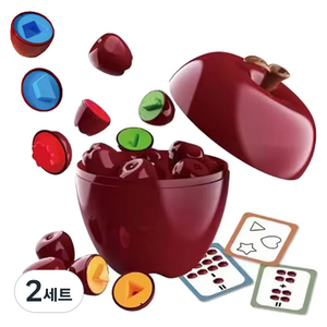 조이키즈 왕사과 모양맞추기 24피스 + 숫자카드 세트, 2세트, 혼합색상