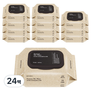 마더케이 휴대용 프리미엄 아기 물티슈 캡형, 75g, 20매, 24개
