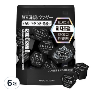 수이사이 뷰티 클리어 블랙 파우더 워시 32개입, 12.8g, 6개