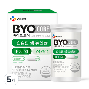바이오코어 100억 식물성 유산균 캡슐, 30정, 5개