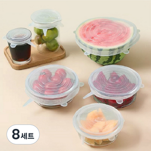 일상나눔 실리콘 밀폐용 푸드 커버 6종 세트, 투명, 8세트