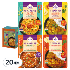 티아시아키친 치킨 마크니 커리 170g + 게살 푸팟퐁 커리 170g + 비프 마살라 커리 170g + 스파이시 비프 마살라 커리 170g 세트, 680g, 20세트