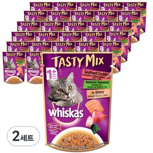 위스카스 어덜트 고양이 습식사료 파우치 테이스티믹스, 해산물, 70g, 56개