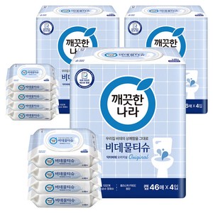 깨끗한나라 닥터비데 화장실용 물티슈 캡형, 46매, 12개, 117g