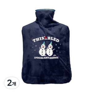 디스에이블드 포켓형 보온 물주머니 눈사람 남색 1800ml, 2개