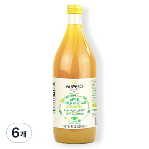 발베로 유기농 애플 사이다 비네거, 1L, 6개