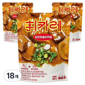 휘카레 한남동 비프양송이카레 매운맛, 180g, 18개