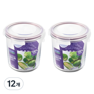 글라스락 퍼플에디션 원형 도어포켓 밀폐용기, 12개, 720ml
