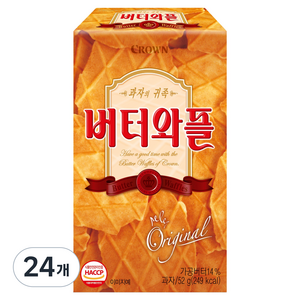 크라운 버터와플, 52g, 24개