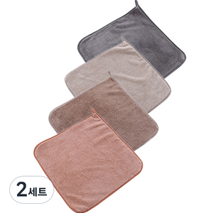 뽀르픽 감성 주방 핸드타월 4종 세트, 그레이, 브라운, 코랄, 베이지, 2세트