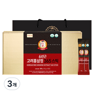 정원삼 6년근 고려홍삼정 365스틱 50p, 500g, 3개