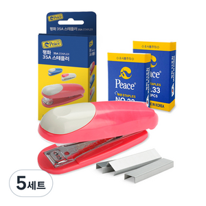 피스코리아 스테플러 35A + 리필 33호침 2p 세트, 핑크, 5세트