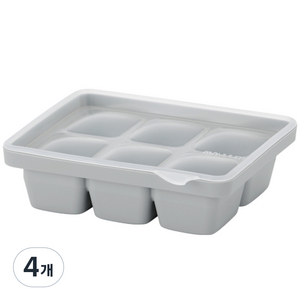 모윰 유아용 프리미엄 실리콘 이유식 큐브 6구, 360ml, 그레이, 4개