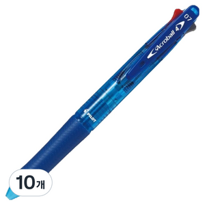 파이롯트 아크로볼 잉크 4색 볼펜 0.7mm, 클리어블루, 10개
